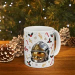 Mug de Noël pour pompiers avec casque F1 et sucre d'orge