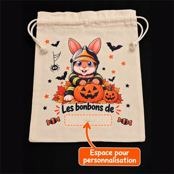 Pochon personnalisés pour bonbons halloween pompiers
