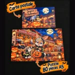 puzzle et carte postales halloween pompiers