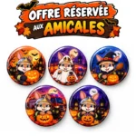 Lot de badges Halloween pour les amicales Pompiers